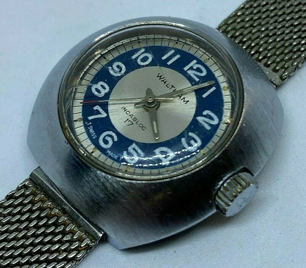 Vintage Waltham Lady 17 Jewels UFO Shape Swiss Hand-Wind Mechanical Watch Hours