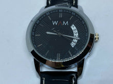 Load image into Gallery viewer, WAM Mens Silver Black Textured Dial Analog Quartz Watch Hours~Date~New Battery
