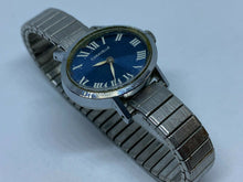 Load image into Gallery viewer, Caravelle By Bulova Lady Silver Blue Oval Swiss Hand-Wind Mechanical Watch Hours
