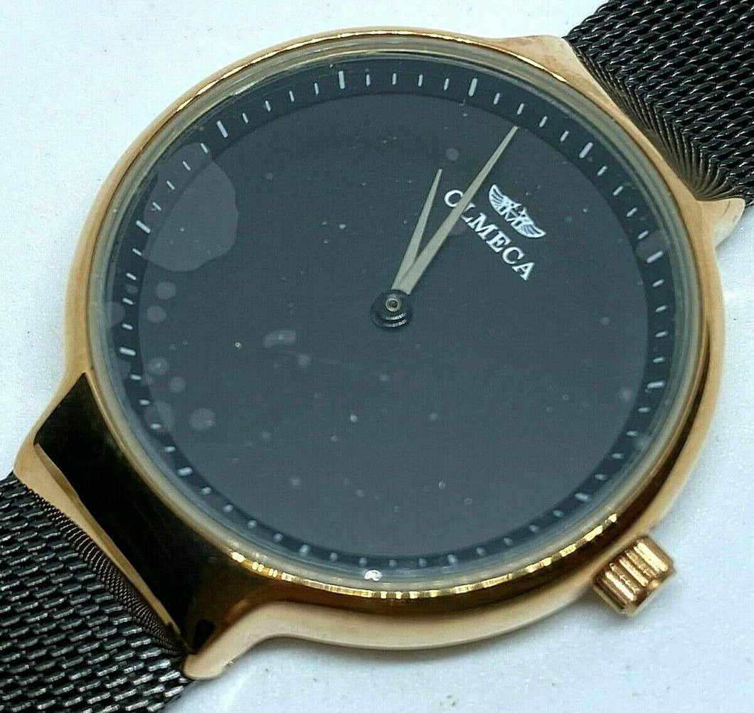 Unused OLMECA Lady Rose Gold Tone Black Mesh Analog Quartz Watch Hour~New Batter