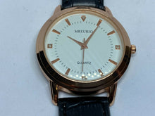 Load image into Gallery viewer, Unused MREURIO Men Rose Gold Tone Leather Band Analog Quartz Watch Hour~New Batt
