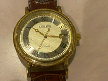 Load image into Gallery viewer, Kessaris Mens Gold Tone Fluted Bezel Roman Self-Wind Automatic Watch Hours~Date
