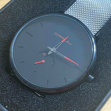 Load image into Gallery viewer, New In Box CARJU Mens Silver Black Small Second Mesh Analog Quartz Watch Hours
