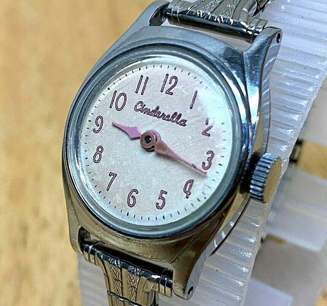 VTG US Time WDP Disney Cinderella Lady Stretch Hand-Wind Mechanical Watch Hours