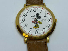 Load image into Gallery viewer, Vintage Lorus V501 Disney Mickey Large Gold Tone Quartz Watch Hours~New Battery
