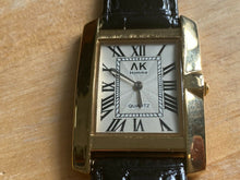 Load image into Gallery viewer, Vintage AK Homme Men Gold Tone Thin Rectangle Analog Quartz Watch Hours~New Batt
