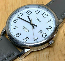 Load image into Gallery viewer, Timex Indiglo Mens 30m Silver White Leather Analog Quartz Watch Hour~New Battery
