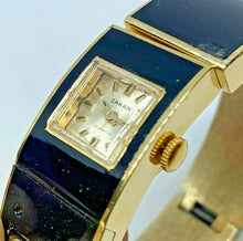 Load image into Gallery viewer, VTG Caran Lady Enamel Art Aluminum Cuff Swiss Hand-Wind Mechanical Watch Hours
