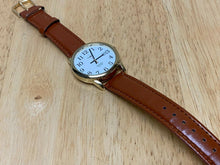 Load image into Gallery viewer, Timex Indiglo Men 30m Gold Tone Leather Analog Quartz Watch Hour~Date~New Batter
