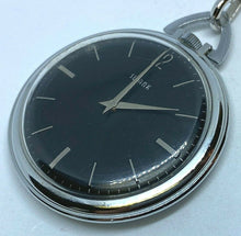 Load image into Gallery viewer, VTG Swank Silver Black Ultra Thin Swiss Hand-Wind Mechanical Pocket Watch Hours
