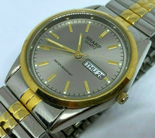 Load image into Gallery viewer, Vintage Sharp Japan Men Dual Tone Analog Quartz Watch Hours~Day Date~New Battery
