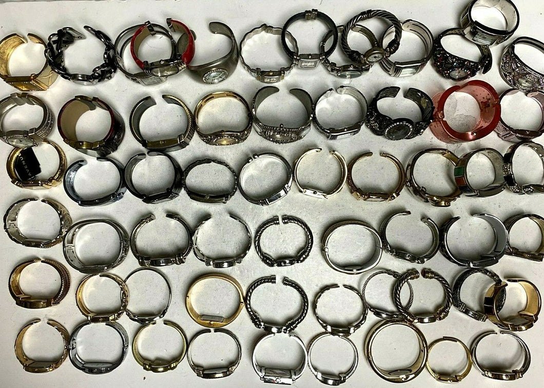 Watch Lot~60 Cuff Bangle Watches ~ Manhattan Geneva Embassy Chico's ~ Untested