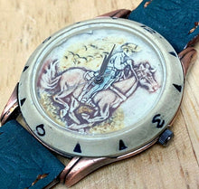 Load image into Gallery viewer, Vintage Dejuno Mens Carved Cowboy Dial Leather Analog Quartz Watch Hour~New Batt
