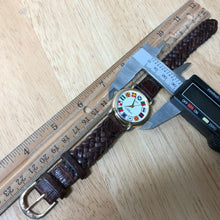 Load image into Gallery viewer, Vintage LA Express Gold World Flags Braided Leather Quartz Watch Hour~New Batter
