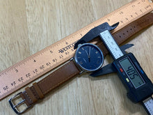 Load image into Gallery viewer, Unused Timex Mens 30m Silver Blue Leather Analog Quartz Watch Hours~New Battery
