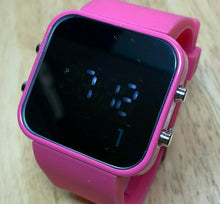 Load image into Gallery viewer, Mirror 1:Face Square Pink Modern Blue LED Digital Quartz Watch Hours~New Battery
