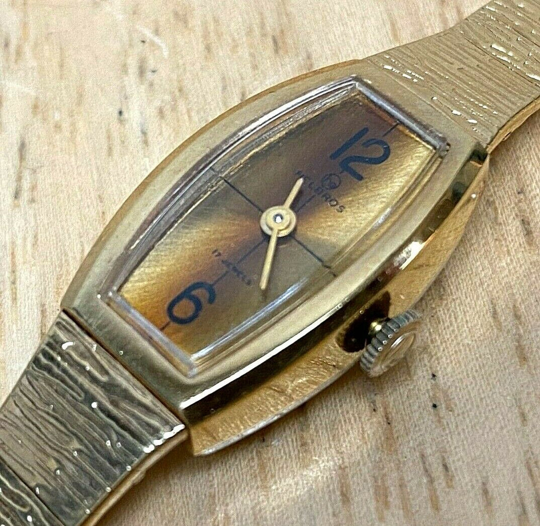 Vintage Helbros Lady 17 Jewels Gold Tone Barrel Hand-Wind Mechanical Watch Hours