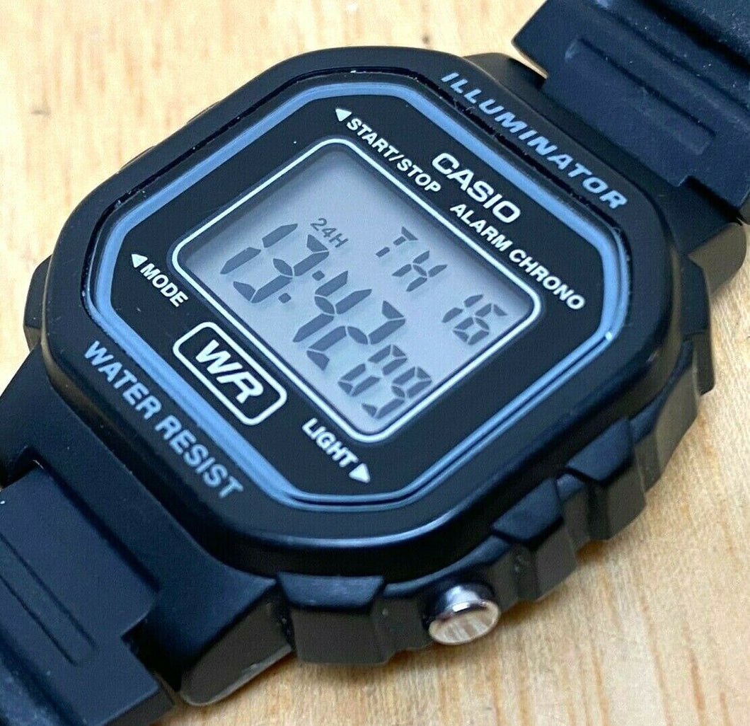 Casio LA-20WH  Lady Black Digital Alarm Chrono Quartz Watch Hours~New Battery