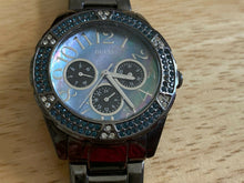 Load image into Gallery viewer, Guess 100m Black Rhinestone Steel Analog Quartz Watch Hours~Day Date~New Battery
