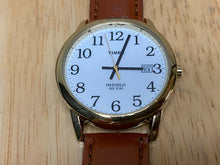 Load image into Gallery viewer, Timex Indiglo Men 30m Gold Tone Leather Analog Quartz Watch Hour~Date~New Batter
