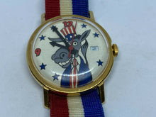 Load image into Gallery viewer, VTG Democratic Donkey Dial By Timex Hand-Wind Mechanical Watch Hours~Run &amp; Stop
