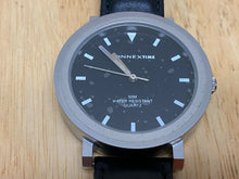 Load image into Gallery viewer, Unused Connex Time Men Silver Black Leather Analog Quartz Watch Hour~New Battery
