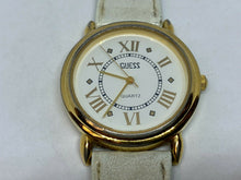 Load image into Gallery viewer, Vintage GUESS Men Gold Tone White Roman Dial Analog Quartz Watch Hour~New Batter
