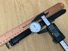 Load image into Gallery viewer, ARVO Mens Japan Movt Silver White Leather Analog Quartz Watch Hours~New Battery
