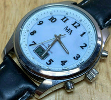 Load image into Gallery viewer, MA Mens Silver White Leather Radio Controlled Analog Digital Watch Hour~New Batt
