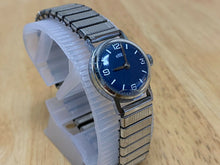 Load image into Gallery viewer, Vintage EMES Lady Rounded Silver Blue Stretch Hand-Wind Mechanical Watch Hours
