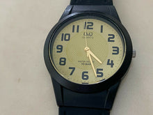 Load image into Gallery viewer, Unused Q&amp;Q By Citizen Men 100m Black Beige Analog Quartz Watch Hours~New Battery
