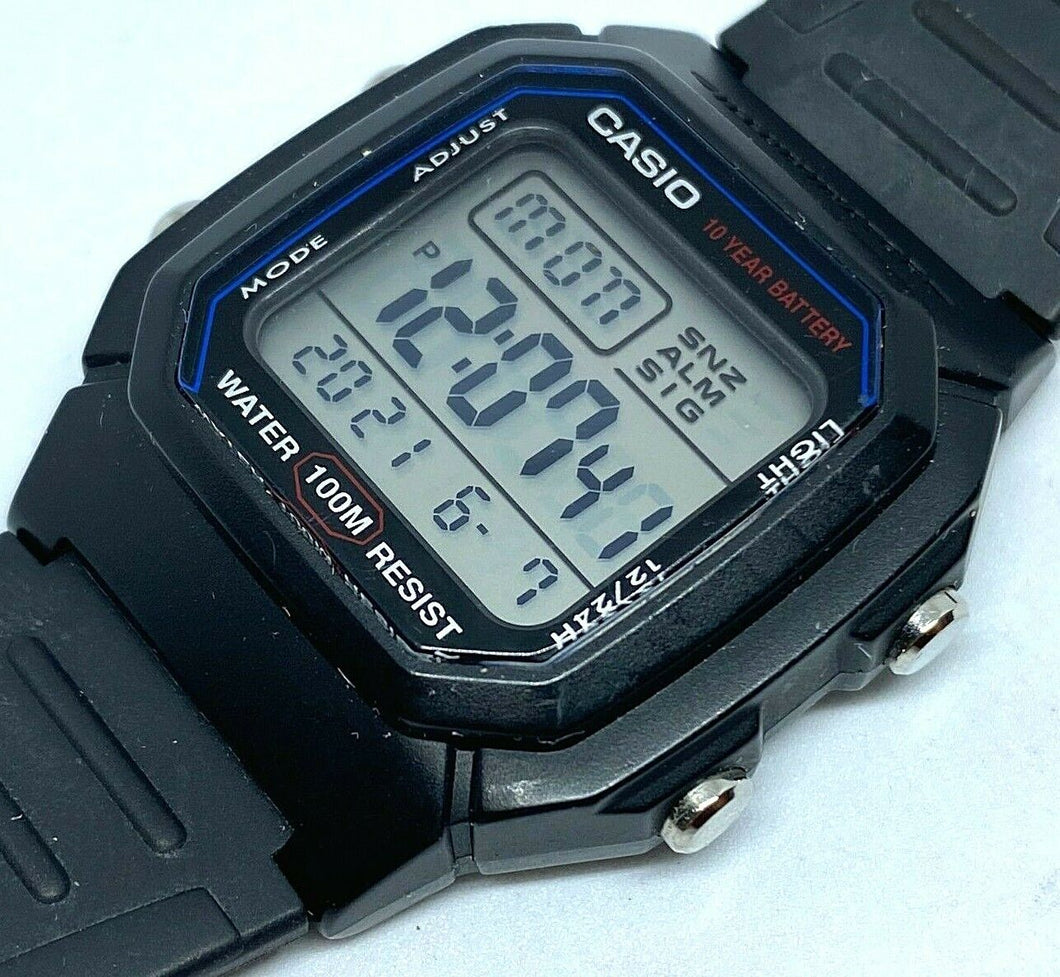 Casio W-800H Men Black Square Digital Alarm Chrono Quartz Watch Hour~New Battery