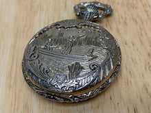 Load image into Gallery viewer, VTG Rubina Mens Hunting Theme Gold Tone Half-Hunter Hand-Wind Pocket Watch Hours
