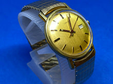 Load image into Gallery viewer, Vintage Timex Mercury Men Gold Tone Stretch Hand-Wind Mechanical Watch Hour~Date
