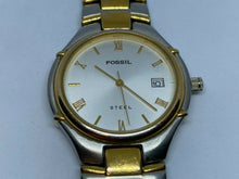 Load image into Gallery viewer, Fossil Steel FS-2700 Men 50m Dual Tone Analog Quartz Watch Hour~Date~New Battery
