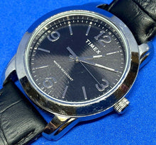 Load image into Gallery viewer, Timex TW2R86600 Men 50m Silver Black Leather Analog Quartz Watch Hour~New Batter
