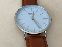 Load image into Gallery viewer, Unused SPREZZA Mens Silver White Thin Slim Analog Quartz Watch Hours~New Battery
