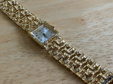 Load image into Gallery viewer, VTG ORIS Lady Gold Tone Large Crystals Square Hand-Wind Mechanical Watch Hours
