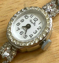 Load image into Gallery viewer, Vintage Regency Lady Bling Crystals Silver Swiss Hand-Wind Mechanical Watch Hour
