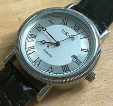 Load image into Gallery viewer, New Kessaris Mens Silver Fluted Bezel Roman Self-Wind Automatic Watch Hours~Date
