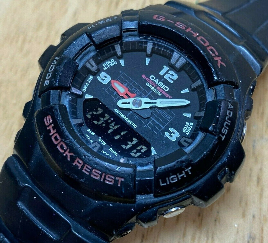 CASIO G-Shock G-100 Men Black Analog Digital Alarm Chrono Watch Hour~New Battery