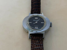 Load image into Gallery viewer, Vintage Benrus Lady 17 Jewels Silver Black Oval Hand-Wind Mechanical Watch Hours
