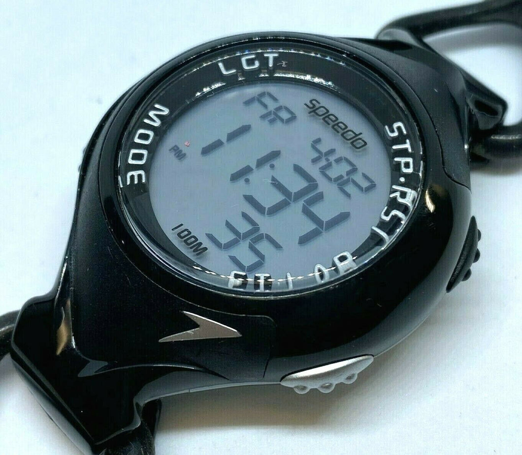 Stylish Speedo Lady 100m Black Digital Quartz Alarm Chrono Watch Hour~New Batter