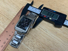 Load image into Gallery viewer, GUESS Steel Men Silver Black Rectangle Analog Quartz Watch Hour~Day Date~New Bat
