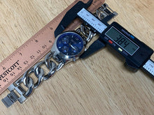 Load image into Gallery viewer, SO &amp; CO Lady Silver Blue Thick Chain Bracelet Analog Quartz Watch Hours~New Batt

