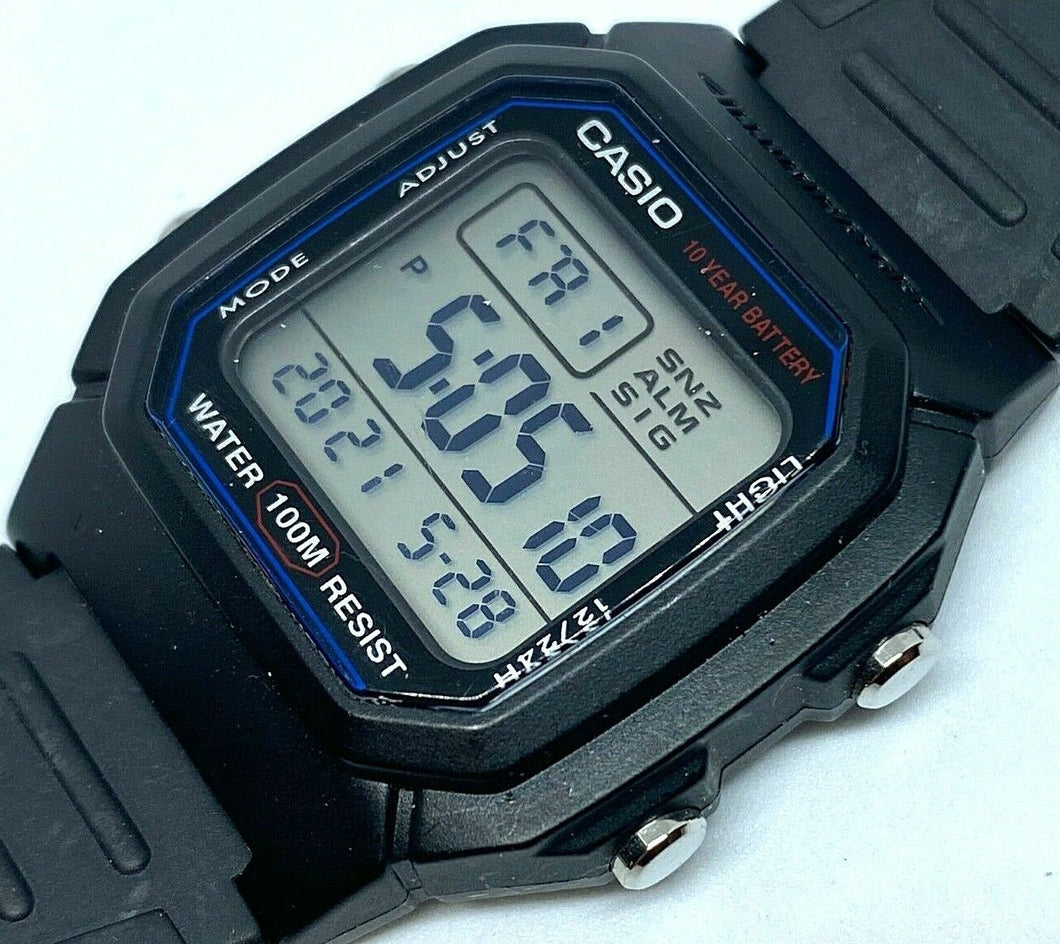 Casio W-800H Men Black Square Digital Alarm Chrono Quartz Watch Hour~New Battery