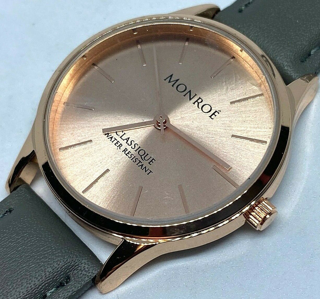 Unused Monroe MAESTRO Men Classique Rose Gold Analog Quartz Watch Hours~New Batt