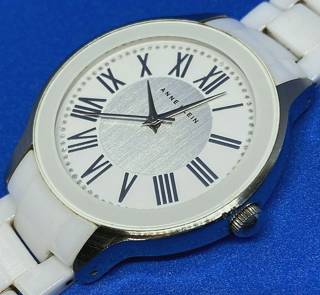 Anne Klein AK/1949 Lady Ceramic Band Bezel Analog Quartz Watch Hours~New Battery