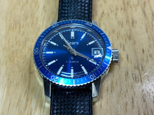 Load image into Gallery viewer, Vintage Sears Men Lady 7J Diver Silver Blue Hand-Wind Mechanical Watch Hour~Date
