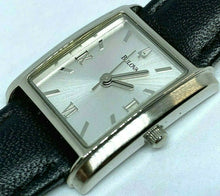 Load image into Gallery viewer, Unused Bulova 96T59 Lady Silver Rectangle Leather Quartz Watch Hours~New Battery
